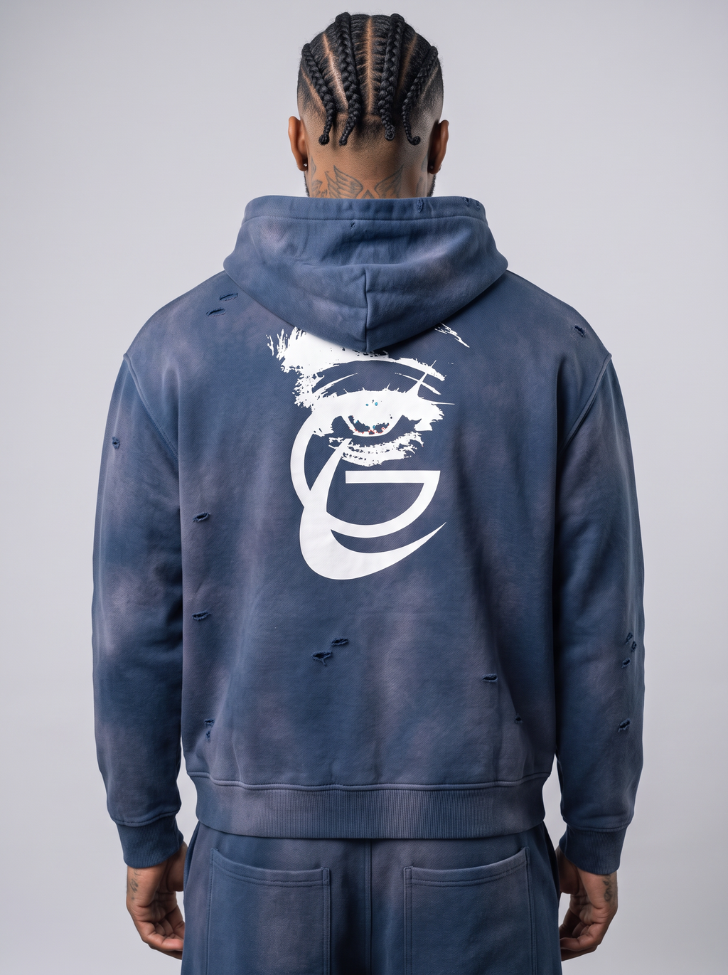 GAFAUDI Unisex Sunfade Frayed Fleece Hoodie