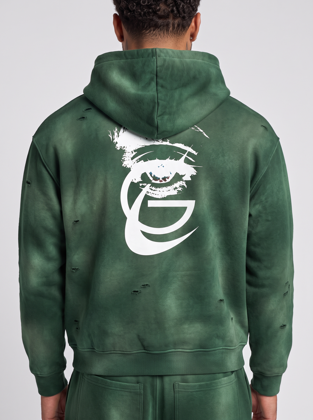 GAFAUDI Unisex Sunfade Frayed Fleece Hoodie