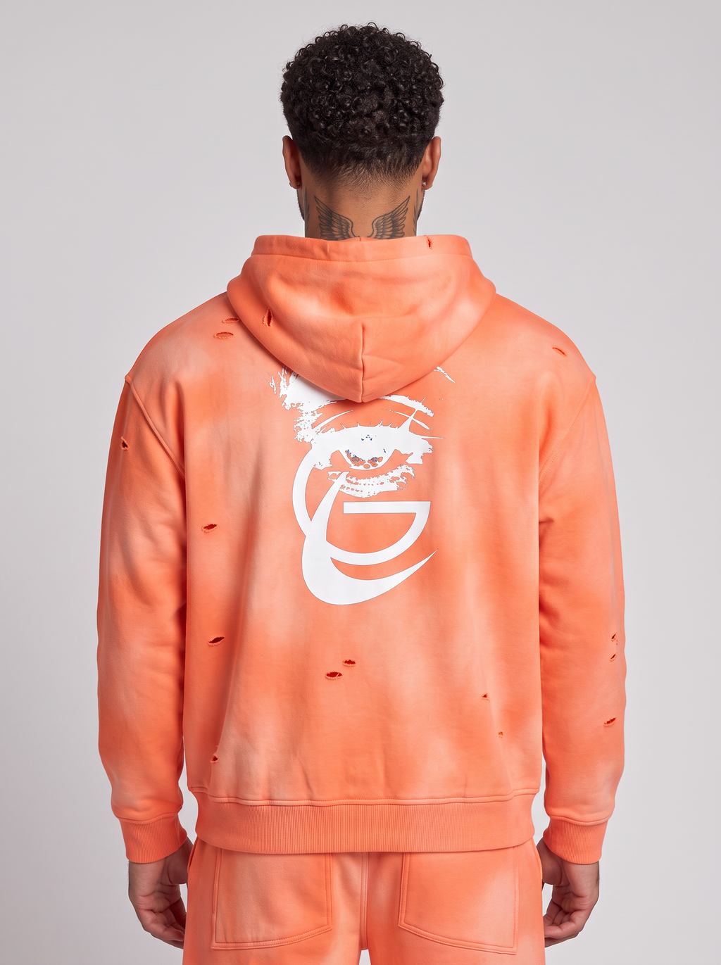 GAFAUDI Unisex Sunfade Frayed Fleece Hoodie