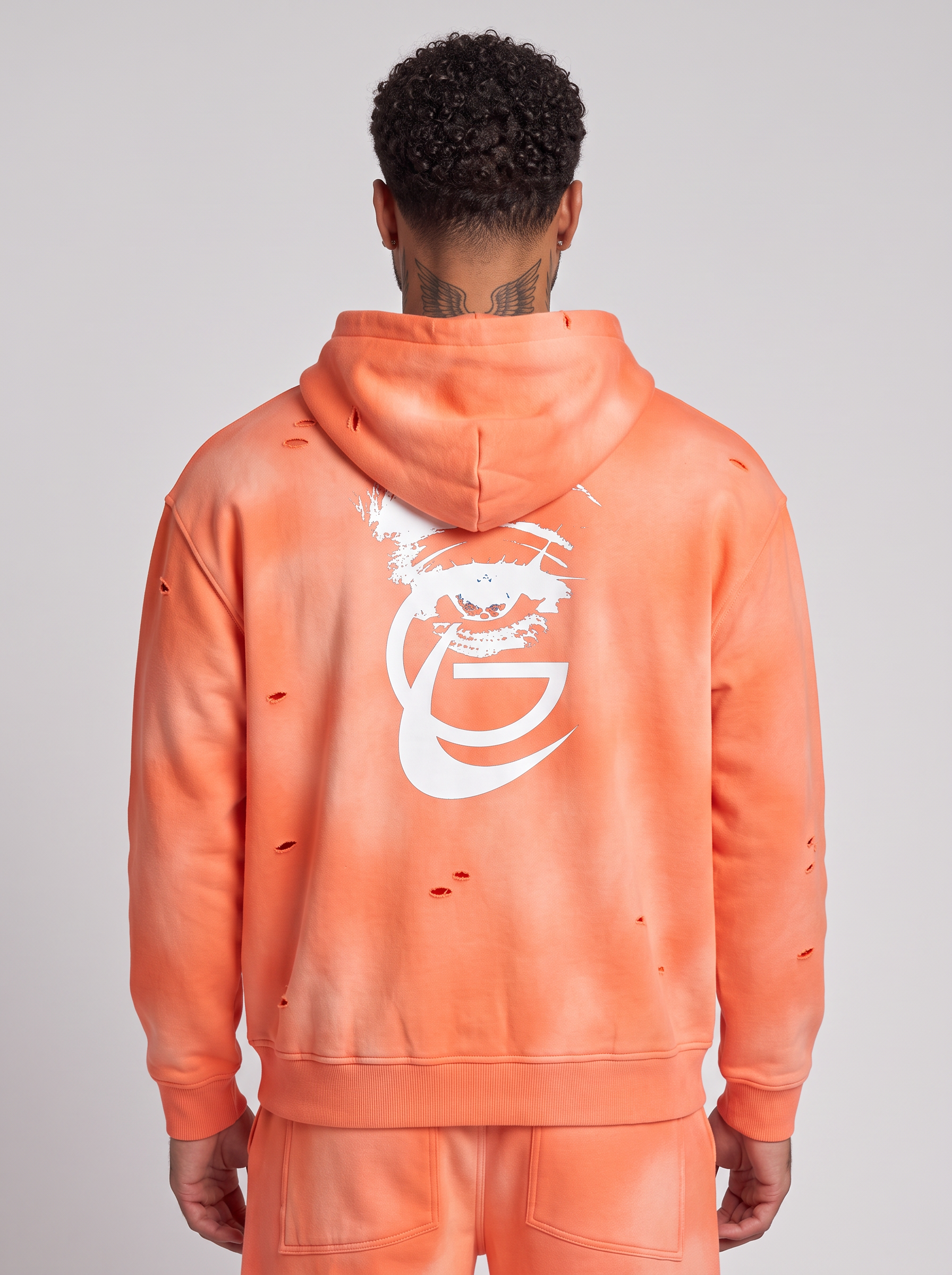 GAFAUDI Unisex Sunfade Frayed Fleece Hoodie