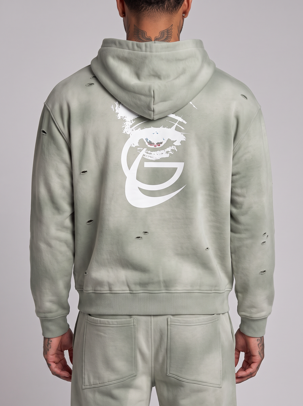 GAFAUDI Unisex Sunfade Frayed Fleece Hoodie