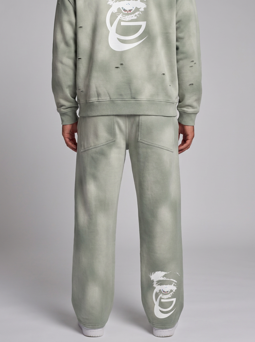 GAFAUDI Unisex Sunfade Wide Leg Fleece Sweatpants