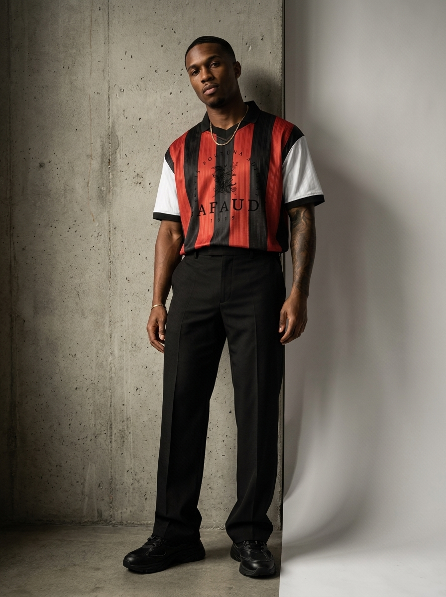 GAFAUDI Unisex Boxy Striped Collared Soccer Jersey
