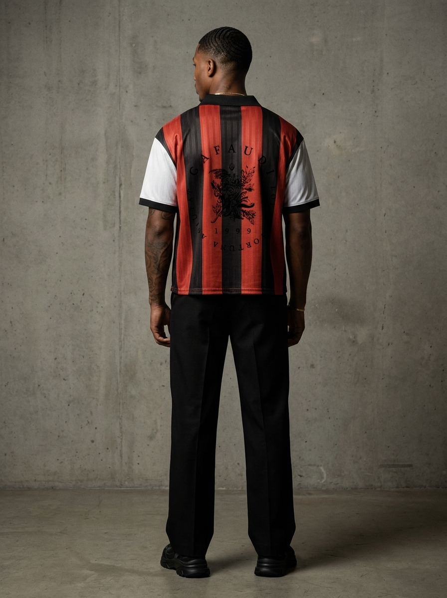 GAFAUDI Unisex Boxy Striped Collared Soccer Jersey