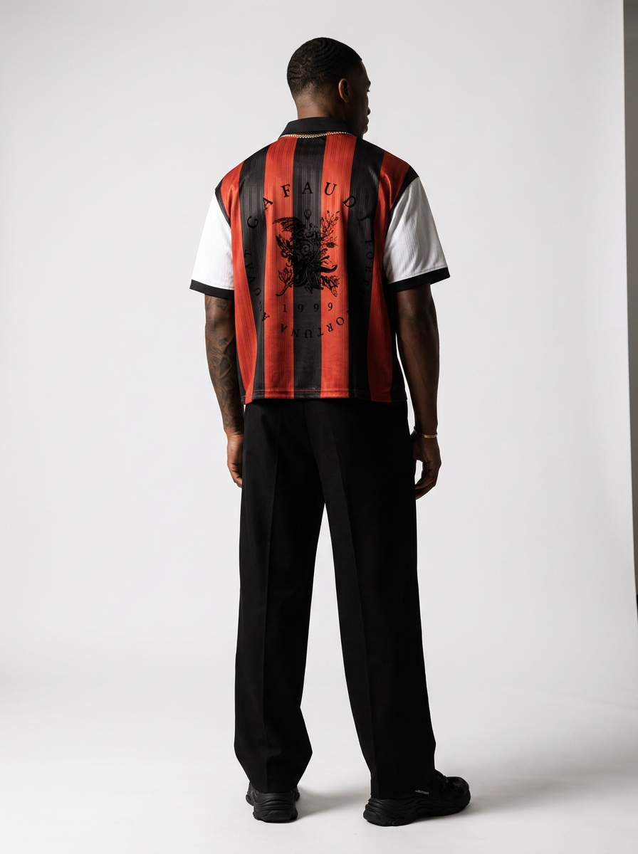 GAFAUDI Unisex Boxy Striped Collared Soccer Jersey