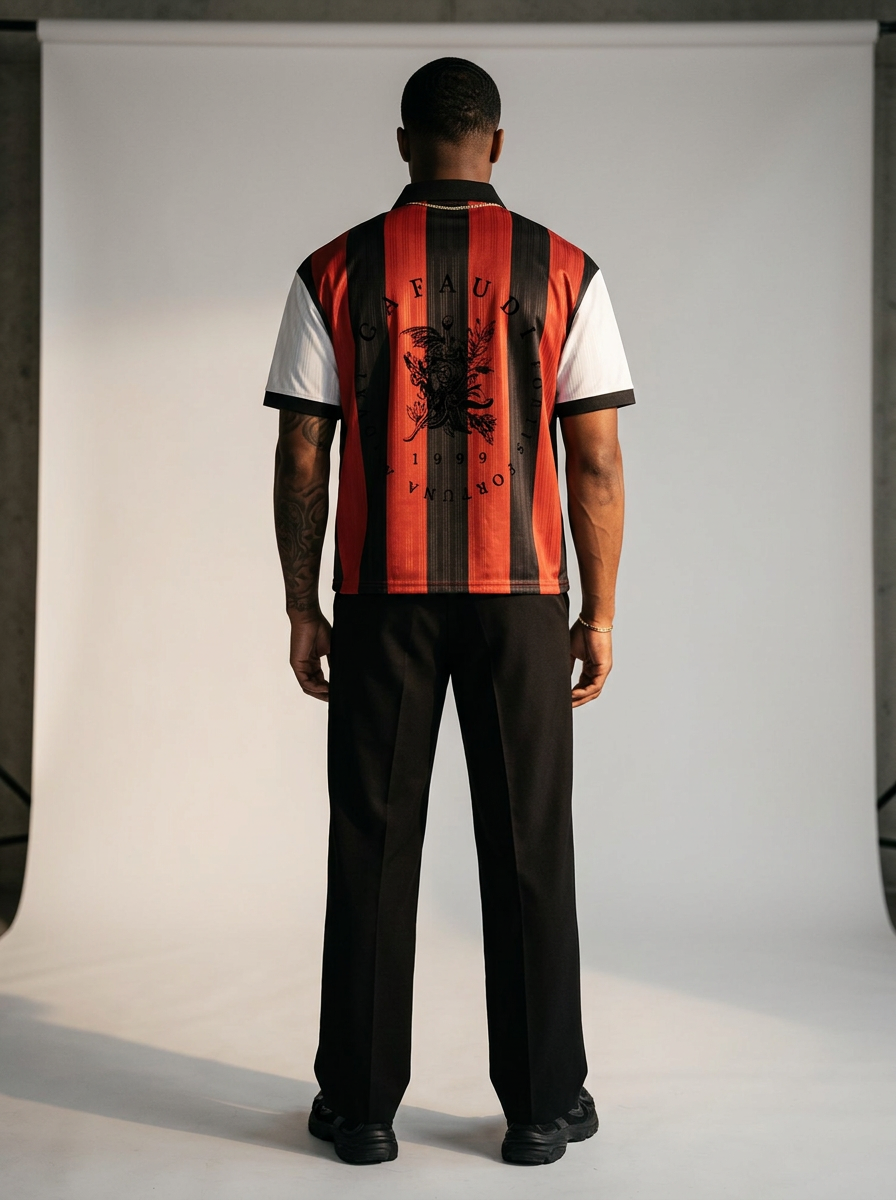 GAFAUDI Unisex Boxy Striped Collared Soccer Jersey