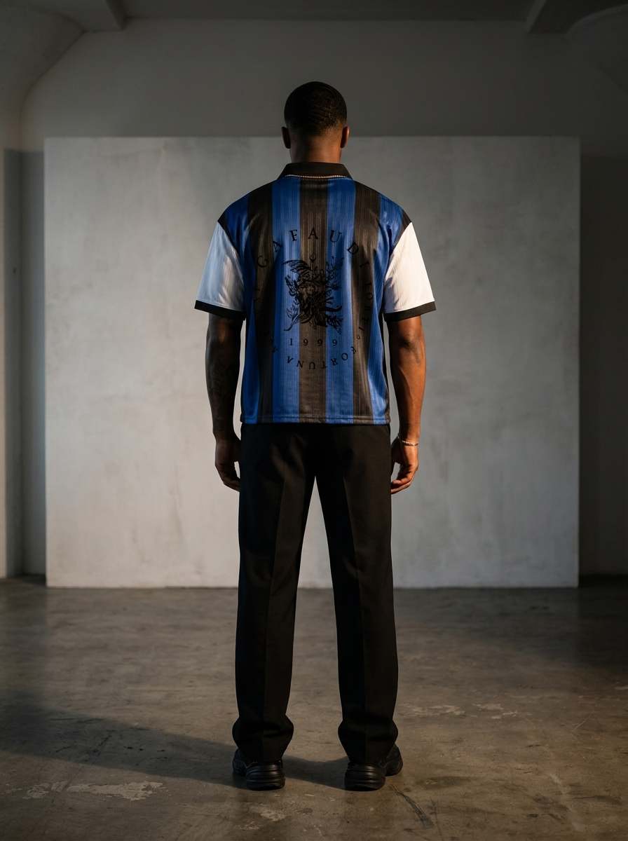 GAFAUDI Unisex Boxy Striped Collared Soccer Jersey