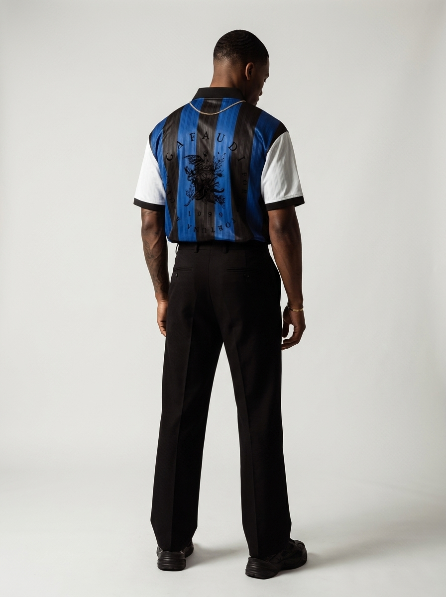 GAFAUDI Unisex Boxy Striped Collared Soccer Jersey