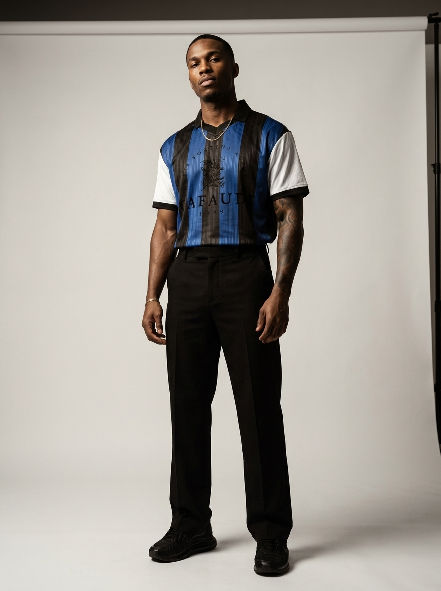 GAFAUDI Unisex Boxy Striped Collared Soccer Jersey